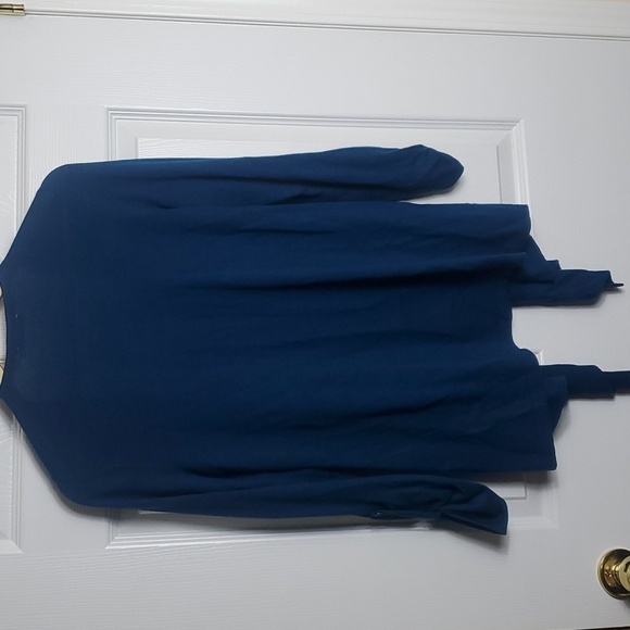 Ricki's Drapped Open Front Blue Cardigan Roll up Sleeves Size Medium - Picture 5 of 9